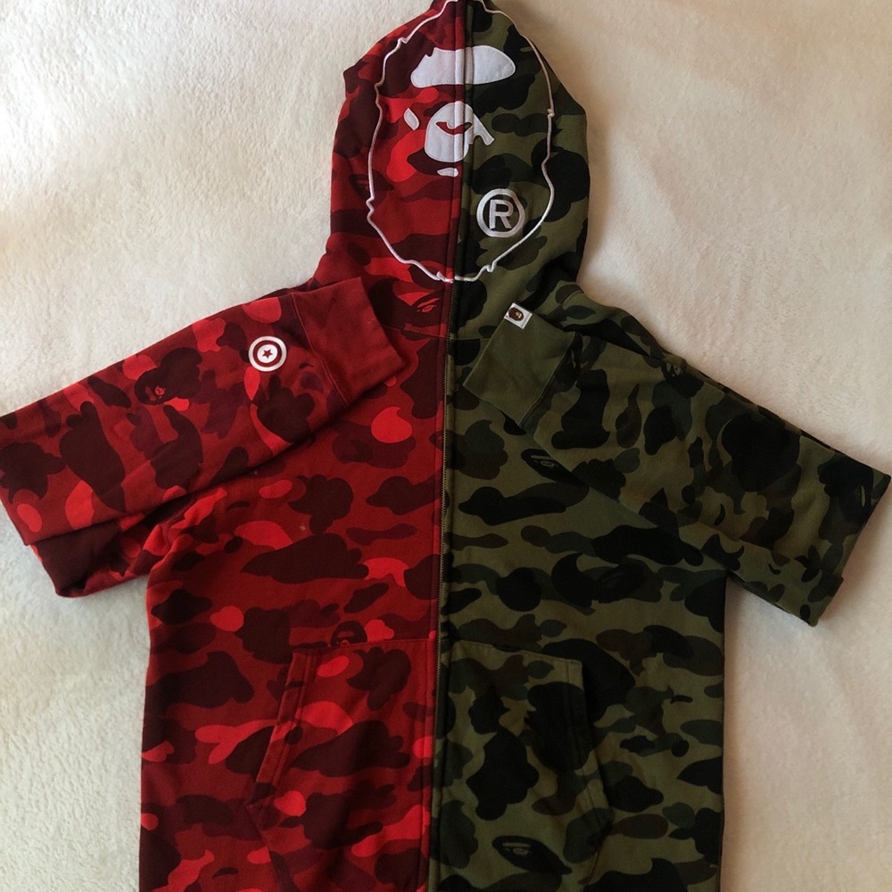 Red/Green Shark Bape Hoodie Sz XL